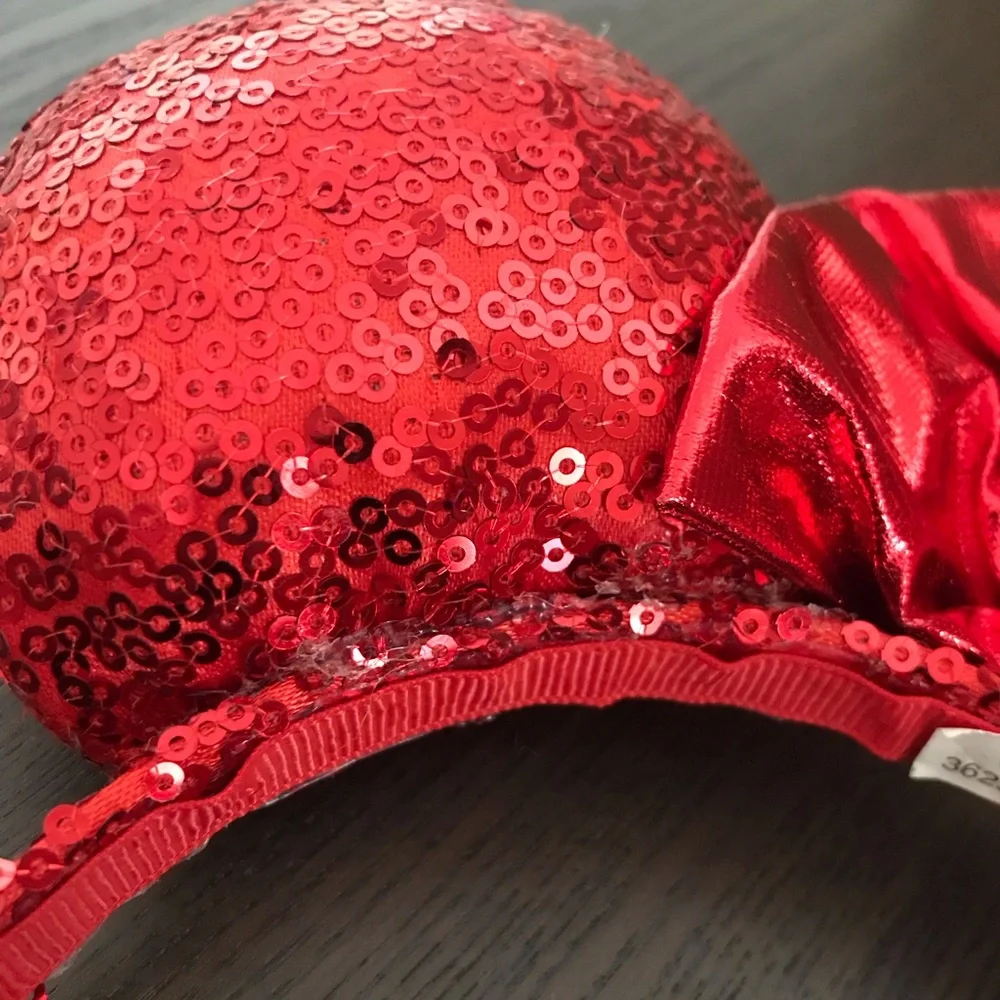 Disney Valentines Day Red Sequins Minnie Mouse Ears - Picture 4 of 6